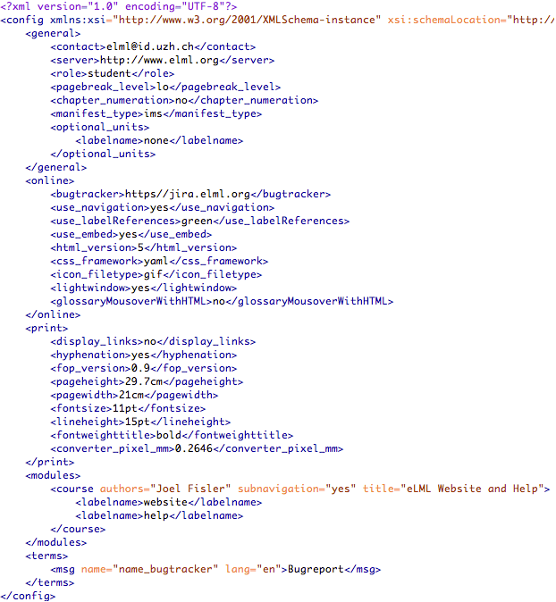 Screenshot of a config.xml file Screenshot of a config.xml file