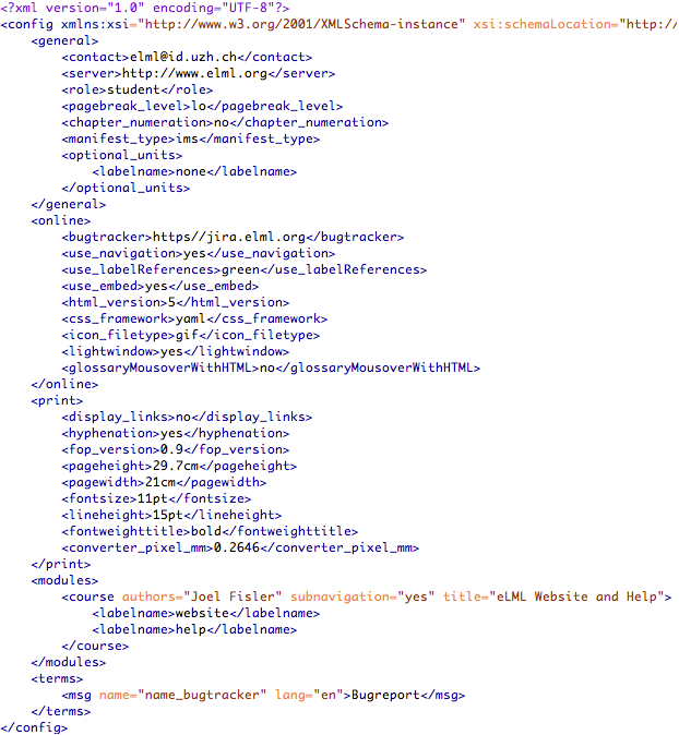 Screenshot of a config.xml file