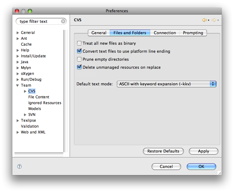 Eclipse screenshot: Uncheck 'Prune empty directories' in the preferences to see empty folders in CVS Eclipse screenshot: Uncheck 'Prune empty directories' in the preferences to see empty folders in CVS
